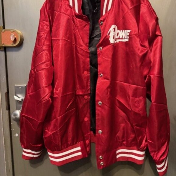 Retro David Bowie Rare Limited Edition Red Satin Bomber / Varsity Tour Jacket - Picture 11 of 16
